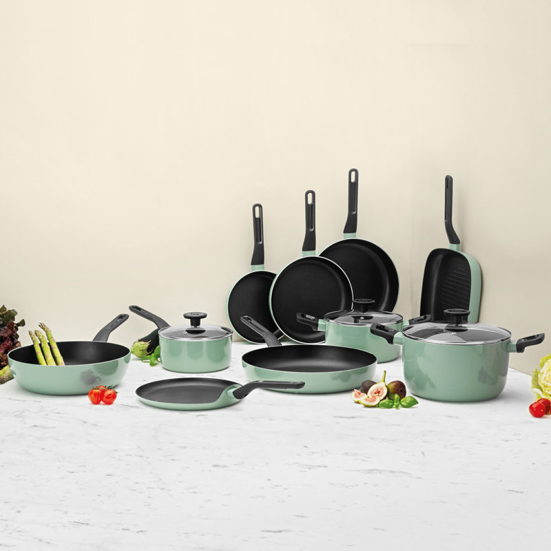 Green Aluminum Non-stick Casserole with Glass Lid