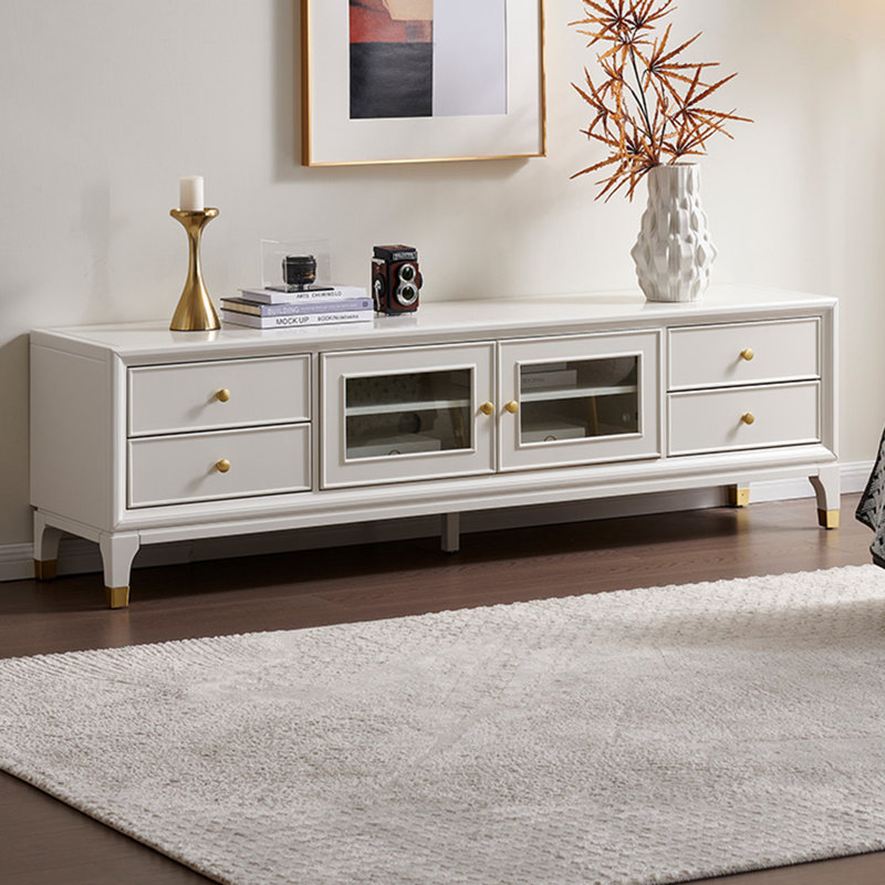 Meuble télé simple style buis blanc, L 71 po