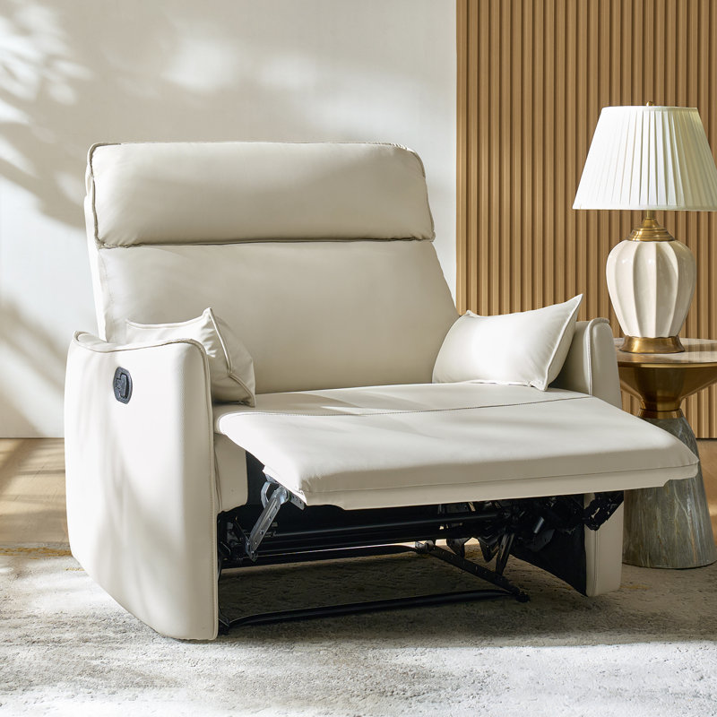 Alanson 43.5'' Faux Leather Oversized Manual Recliner, Ivory