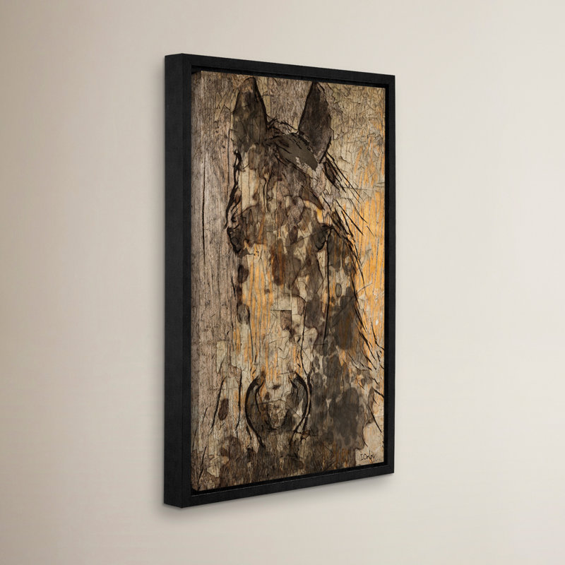 «Black Diamond Horse», reproduction sur toile, H 48 po x l 32 po x P 2 po, Cadre flottant noir