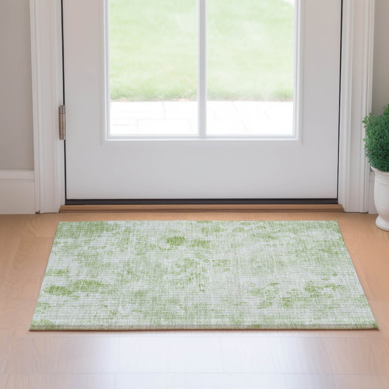 Premium Machine Washable Prisco Aloe Rug, Rectangle 1'8" x 2'6"