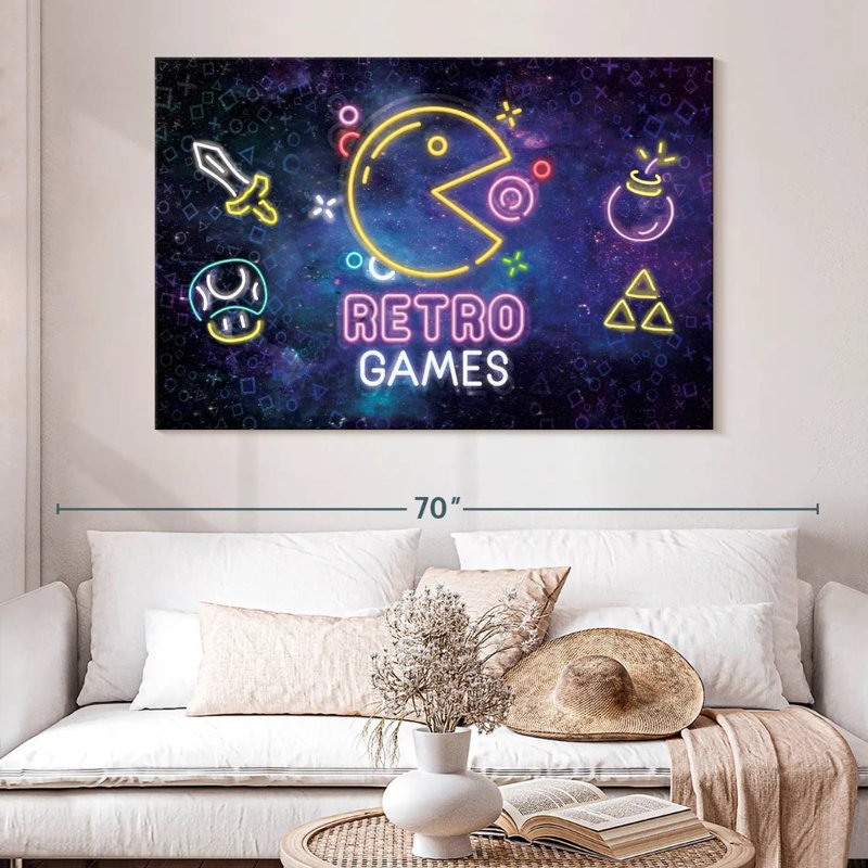 Keiraleigh Neon Retro Jeux, H 34 po x l 51 po