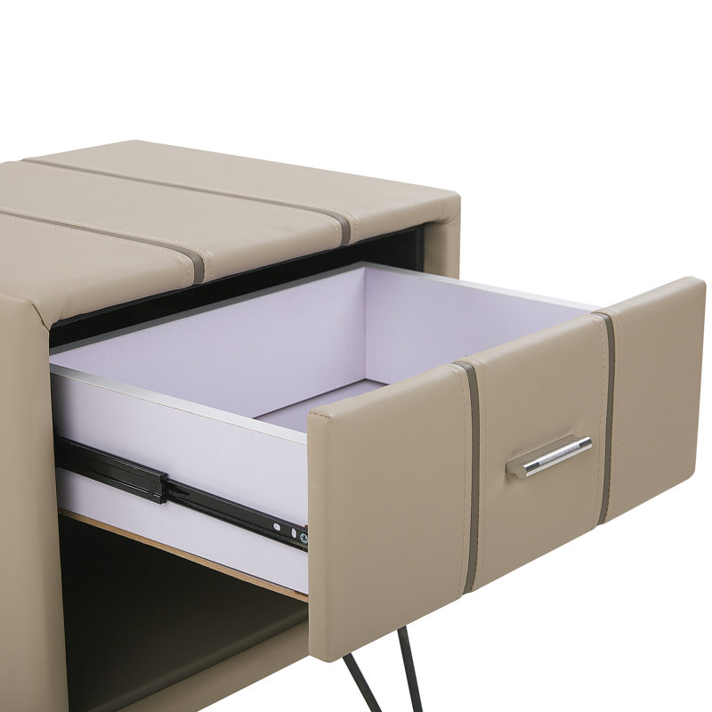 Margie 48cm W Solid Wood Bedside Table, Beige