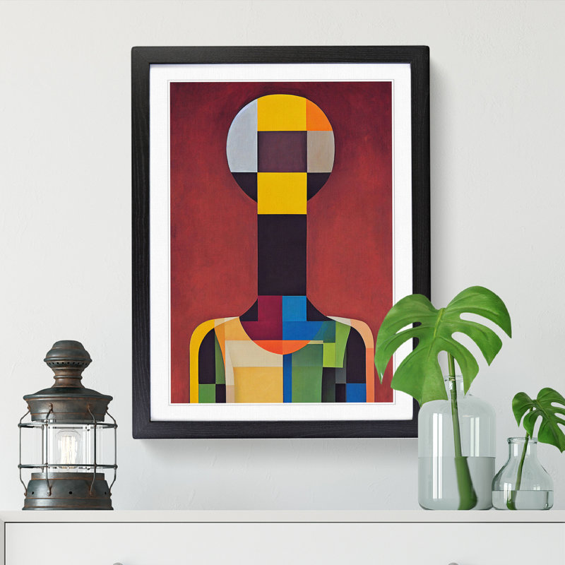 FRM-V0523-23X Abstract Male Portrait 1 Piece Single Picture Frame Wall Art, 64cm H x 46cm W x 2cm D, Walnut Framed