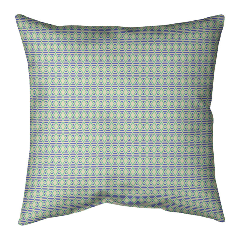 Coussin Katelyn Elizabeth, 14 po x 14 po, Pas de bourre, Vert / bleu