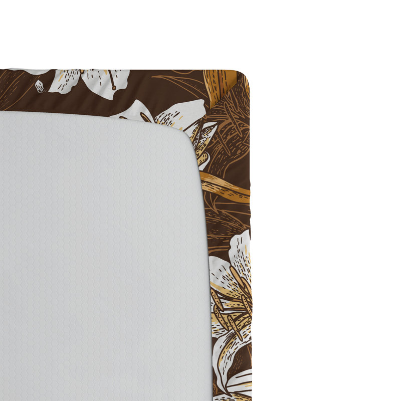 Ambesonne Nature Fitted Sheet Leaves Botanical Style Art, Maroon/Eggshell/Amber Floral, Queen Fitted Sheet