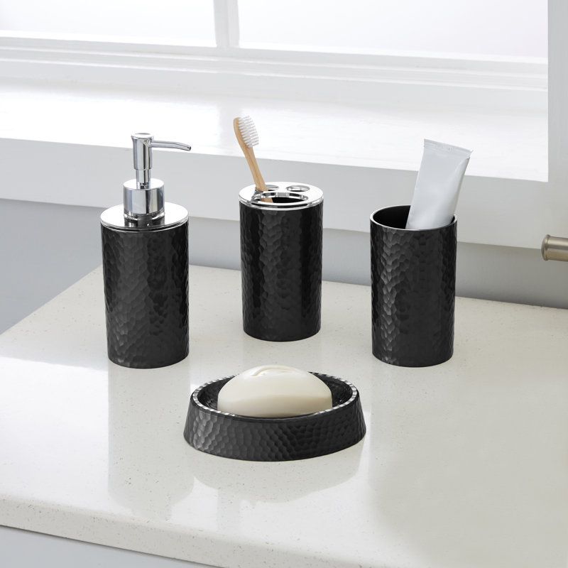 Ensemble d'accessoires pour salle de bain 4 pièces, Noir, noir, noir, noir