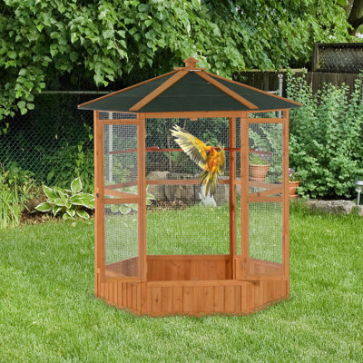 Bird Cage Fir Wood/Metal 1 Piece Brown