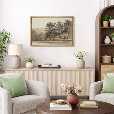 «Soft Neutral Woodland Landscape Artwork», photos de salon, impression sur toile encadrée