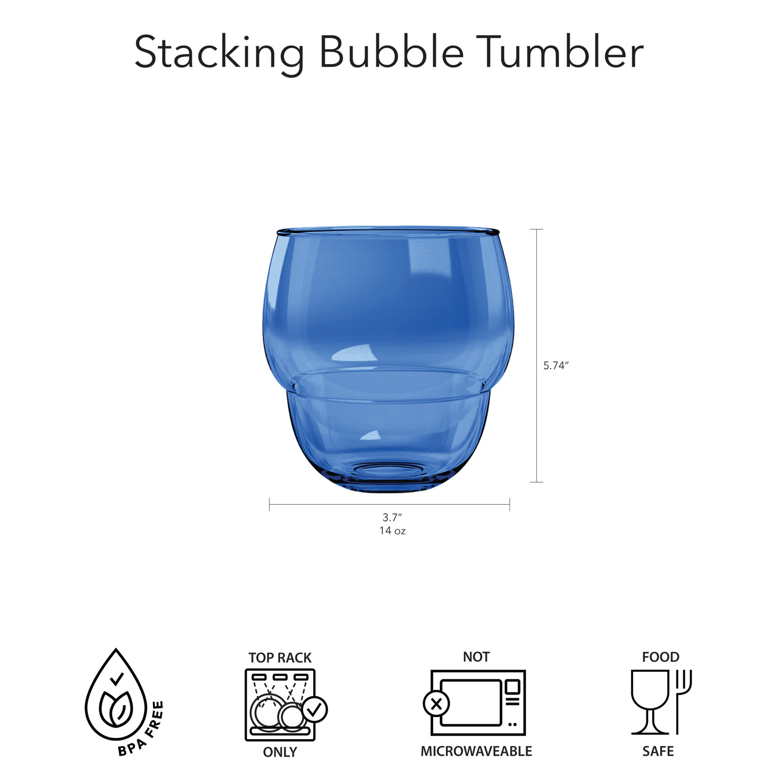 Tarhong Acrylic Stacking Bubble Tumbler, Clear