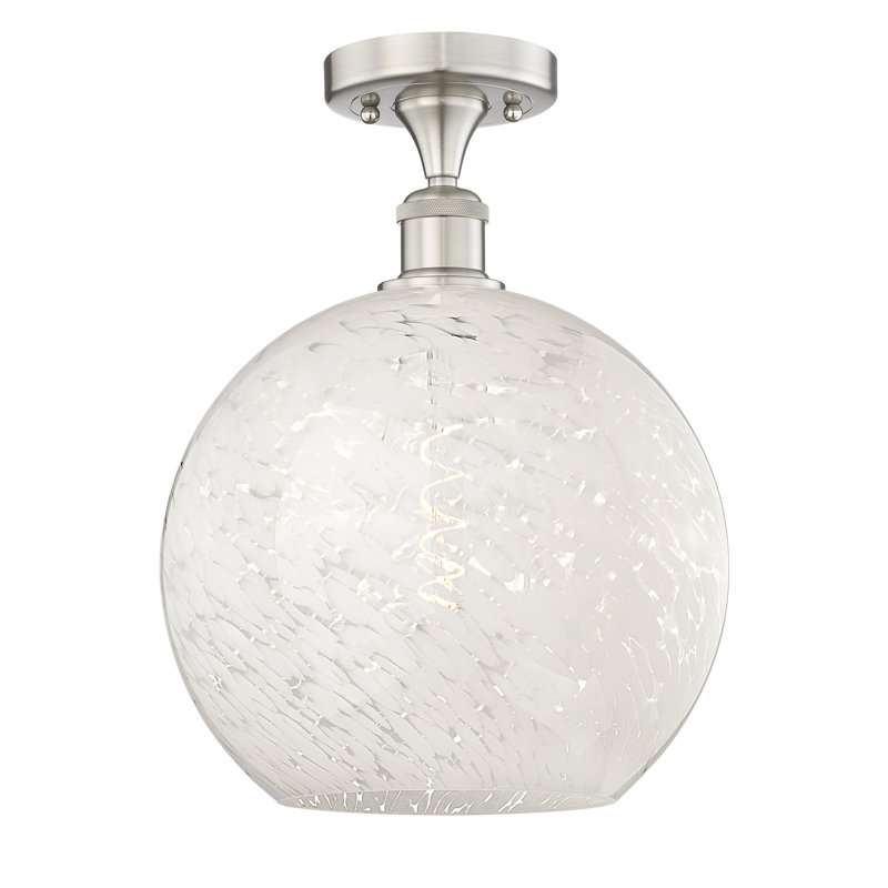 Edison - Adreann - 1 Light Semi-Flush Mount, 13.63" H x 12" W x 12" D, Brushed Satin Nickel