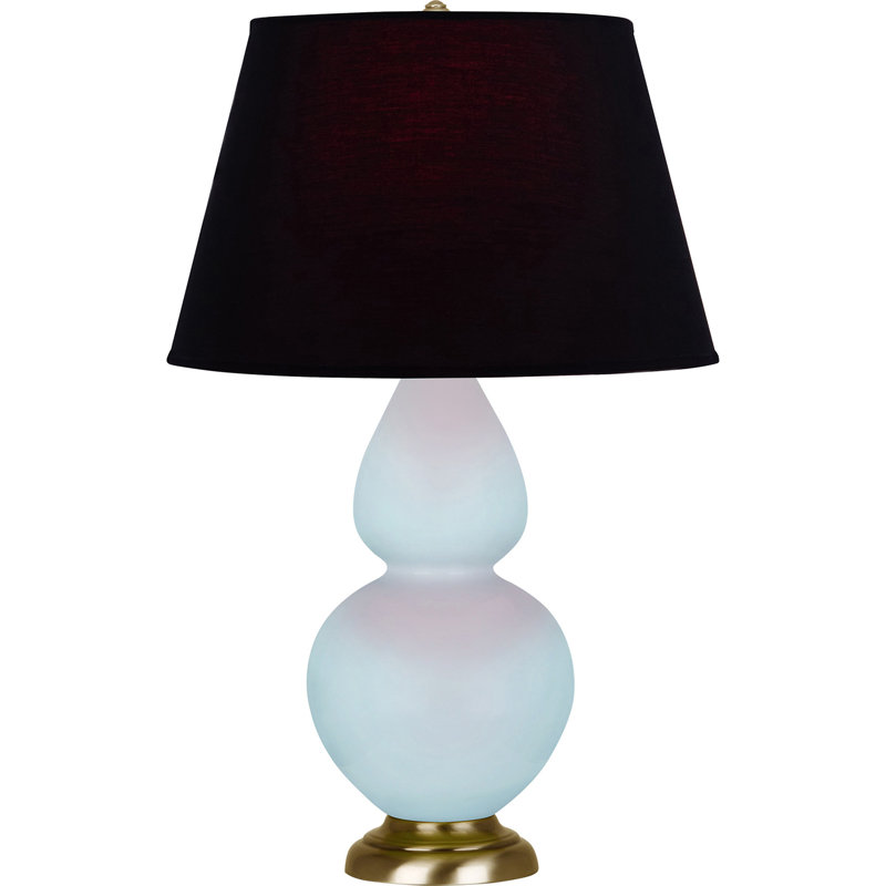 Lampe de table double gourde en céramique, Noir / Rouge, Bleu bébé verni / laiton, Laiton