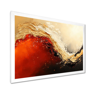 «Red and Golden Desert Wave I», impression d'art mural abstrait