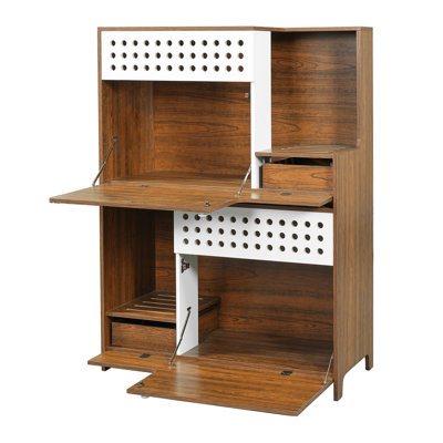 2-in-1 Cat Furniture with Storage and Hidden Litter Box Enclosure