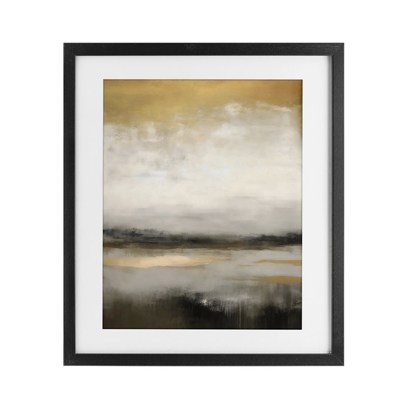 «Dreamy Neutral Abstract Landscape», reproduction encadrée sous verre, design by Creative Studio, H 16 po x l 13 po