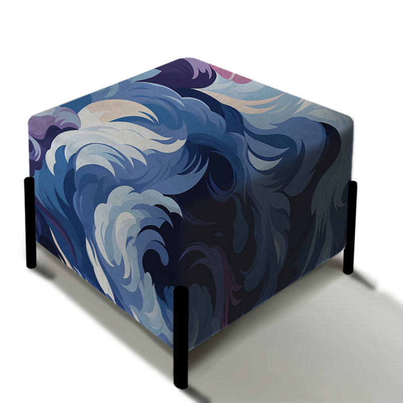 Celestial Aura Ripple - Abstract Square Ottoman