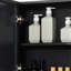 Armoire à pharmacie murale, miroir de salle de bain avec portes doubles et tablettes de rangement, noir