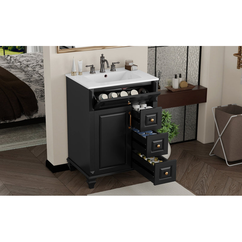 Meuble-lavabo 24 po avec lavabo, Noir