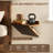 Walnut Floating Nightstands Set of 2, Z-Shape Wood Bedside Table with Hidden Storage, Mid-Century Modern Hanging Shelf for Bedroom Small Space-1298081394