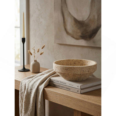 Bol décoratif côtelé en ciment 11 x 3,9 x 3,9 po