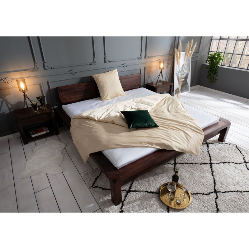 Bueno Solid Wood Bed, 160 x 200cm, Grey