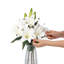 Faux fleurs de lys avec vase, 6 têtes de lys en pleine floraison et 3 bourgeons pour la maison-34097700