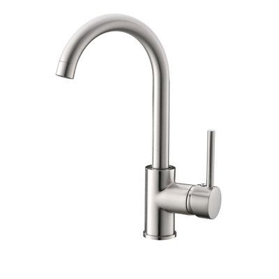 Robinet de cuisine à poignée simple en acier inoxydable, robinet de cuisine commercial à un trou, robinet de bar moderne à un trou