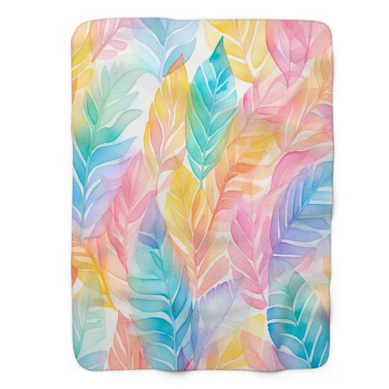 Leaf Motifs - Couverture sherpa de qualité supérieure 1 pièce, Lit simple