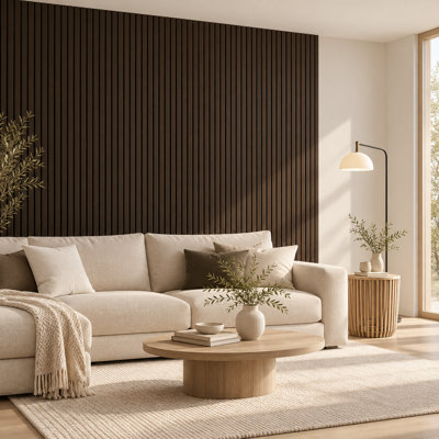 Panneau mural en bois véritable 94,5 po x 12,6 po