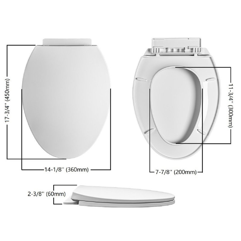 Siège de toilette allongé en plastique robuste