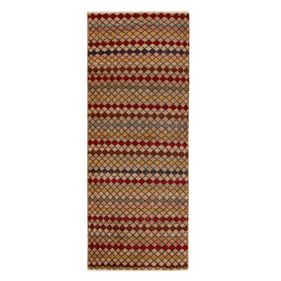 Pasha Wool Geometric Area Rug in Brown/Red/Yellow