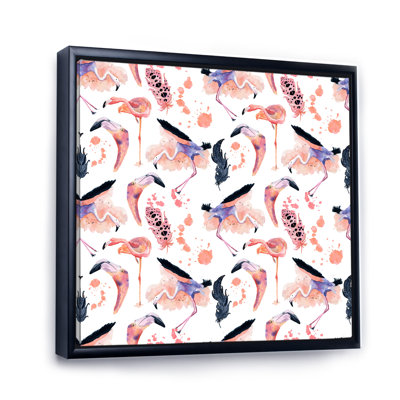 Flamant rose sur fond blanc I - Peinture sur toile