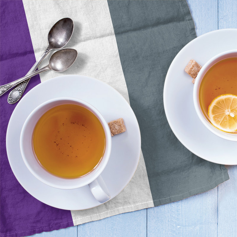 Tea Towel Kitchen Towel, Cotton Blend, Purple/White/Slate Gray