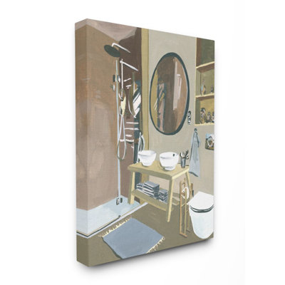 "Modern Bathroom Sink Shower", peinture acrylique multicolore par Melissa Wang - impression d'art graphique