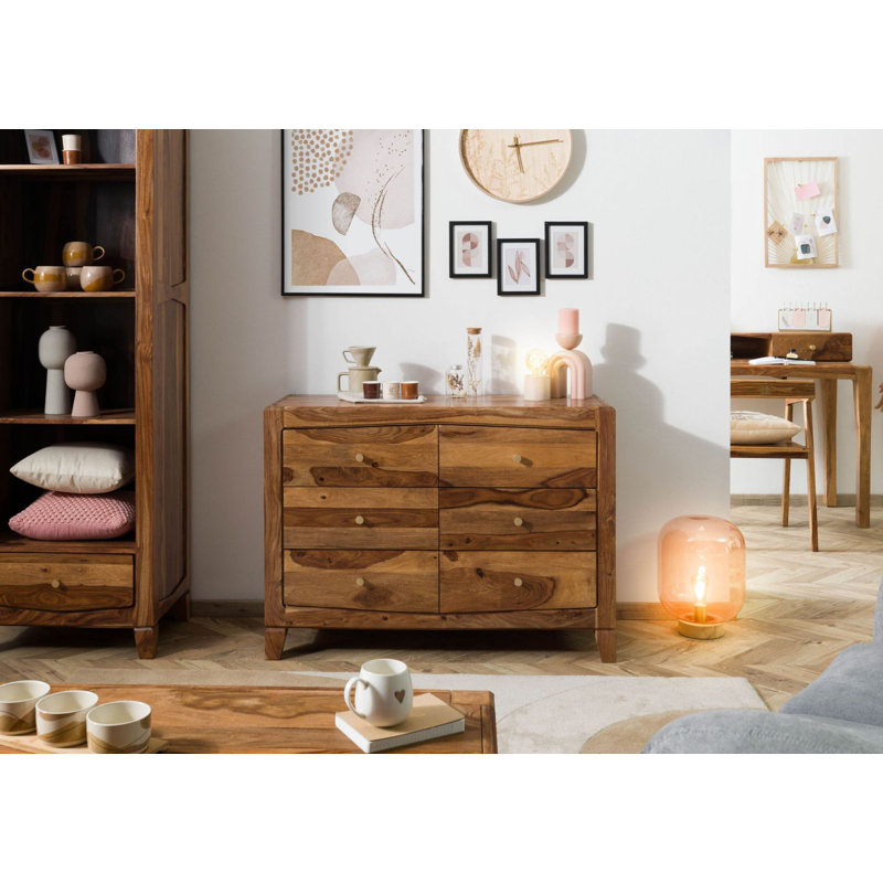 Ancona 110cm Solid Wood Sideboard, Brown Lacquered