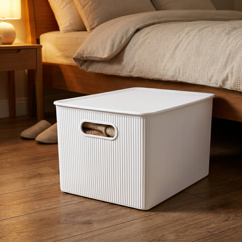 Panier en plastique nervuré, 2, Blanc, H 9 po x l 11,5 po x P 15 po