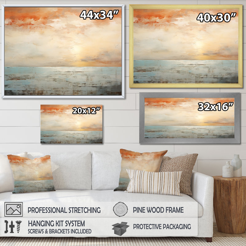 Pinheiro - art mural coucher de soleil côtier, Cadre flottant noir, H 12 po x l 20 po x P 1 po