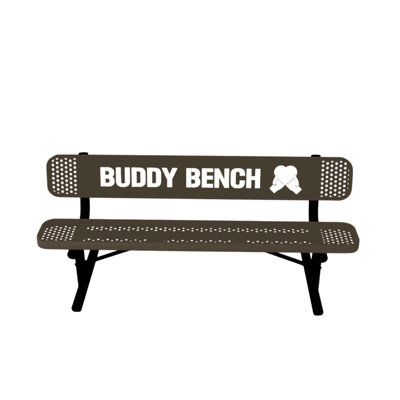 Banc d'appoint Buddy Bench, brun texturé, perforé, 1,83 m, avec dossier, portable