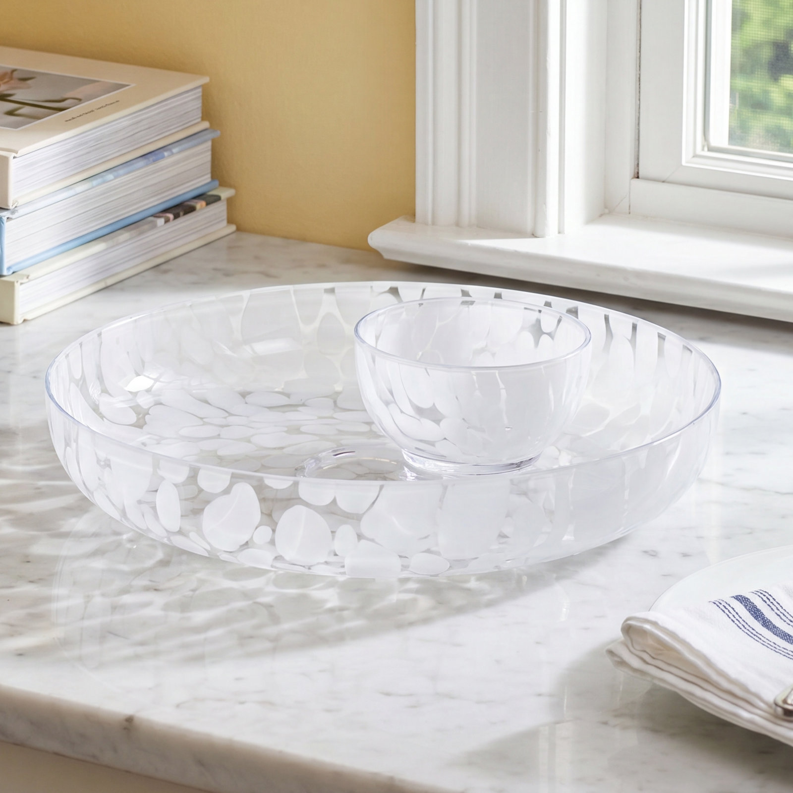 Kel Glass Chips And Dip Platter