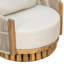 Fauteuil de jardin pivotant à 360° Cavan en bois d'acacia moderne, avec corde métallique tressée à la main, dossier arrondi et coussin moelleux