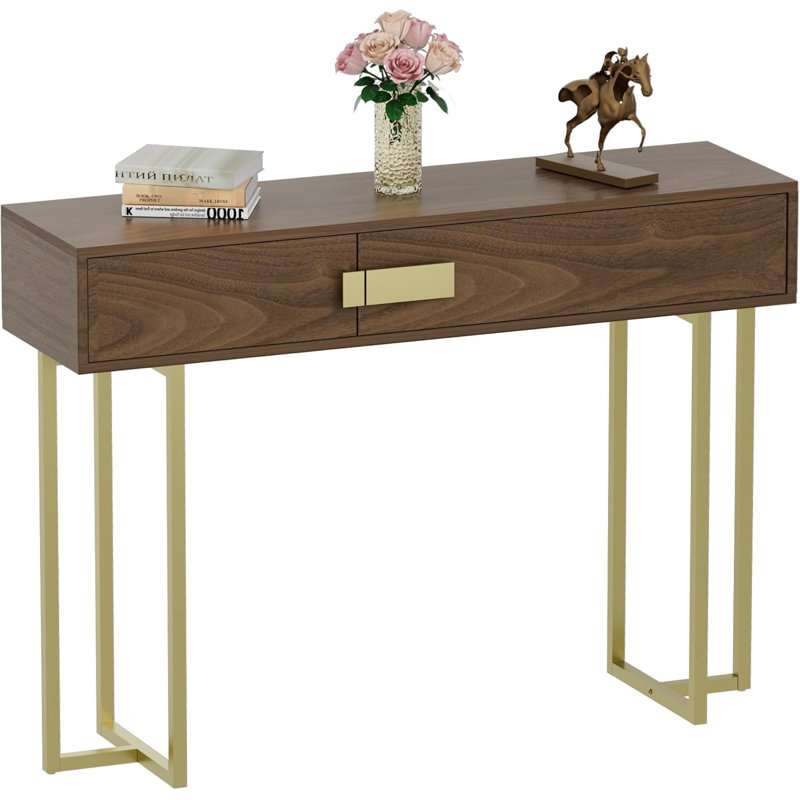 Console Table for Entryway, 43 Inch Narrow Entryway Table with 2 Drawers, Modern