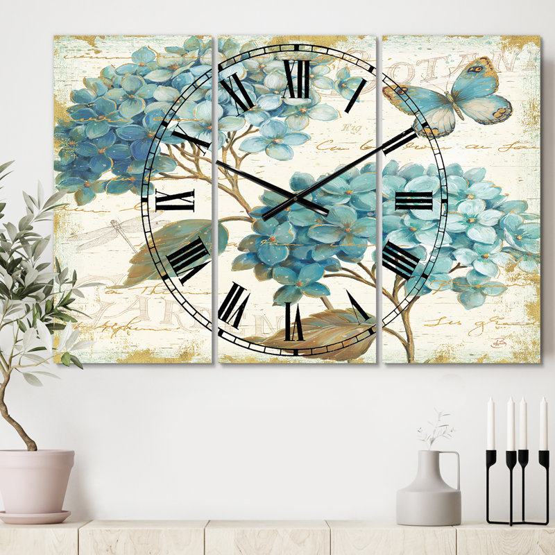 Butterfly Blue Garden I - Horloge murale traditionnelle