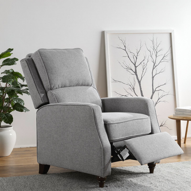 Effortless Comfort Transitional Push-Back Recliner with Pocket Coil Support & Solid Wood Frame, Gray