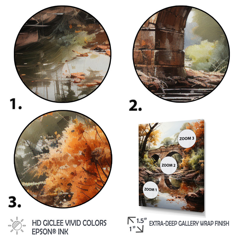 «Labrusca Orange Bridge Whispers Of History», reproduction sur toile encadrée, H 44 po x l 34 po x P 1,5 po, Encadrement doré