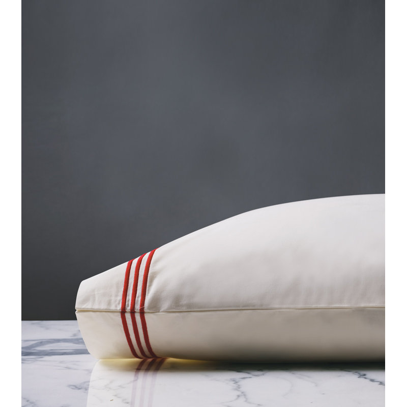 Tessa Egyptian Cotton Pillowcase, Ivory/Scarlet, Queen Pillowcase