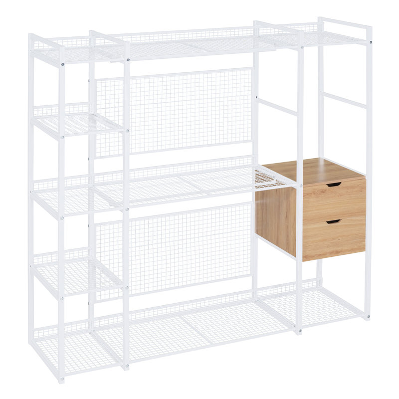 Garde-robe ouverte avec rails suspendus, Blanc