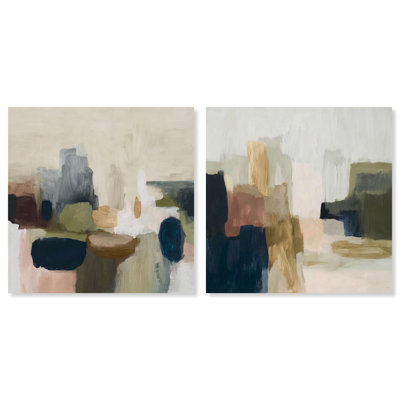 Presence of Calm Set Canvas Print Livingroom Wall Art Set by Art Remedy, Black Frame, 12 x 12