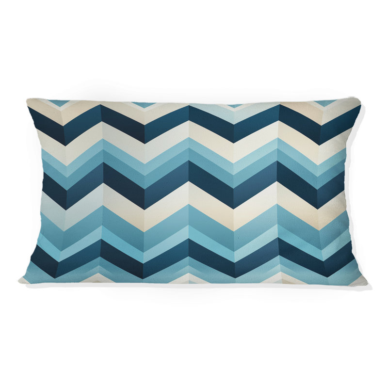 Blue And White Geometric Harmony Chevron Pattern - Chevron Polyester Pillow