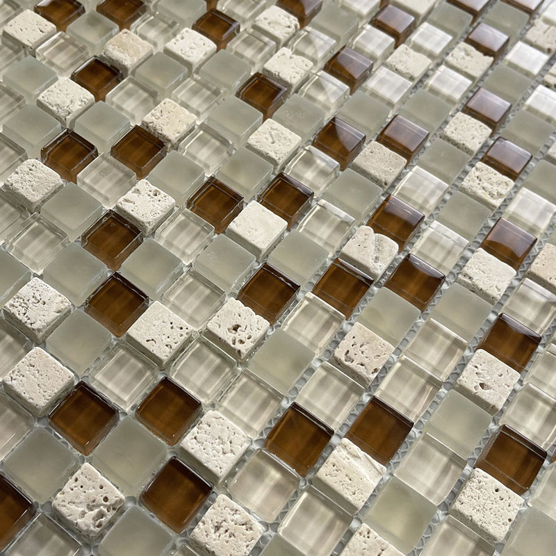 Carreau de mosaïque 12 po x 12 po, Brun/beige
