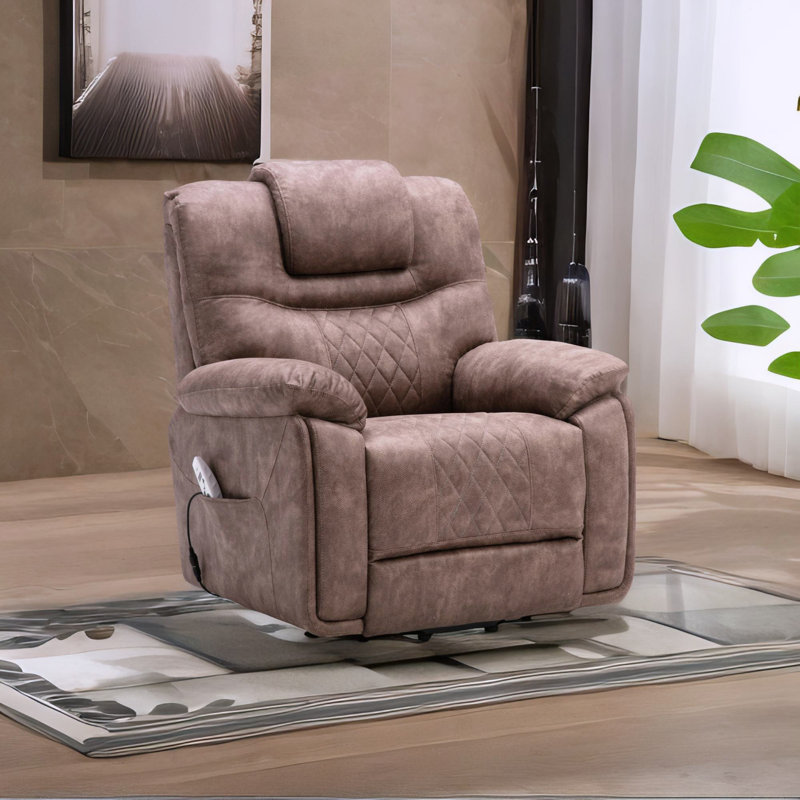Fauteuil de massage inclinable électrique chauffant, Similicuir brun